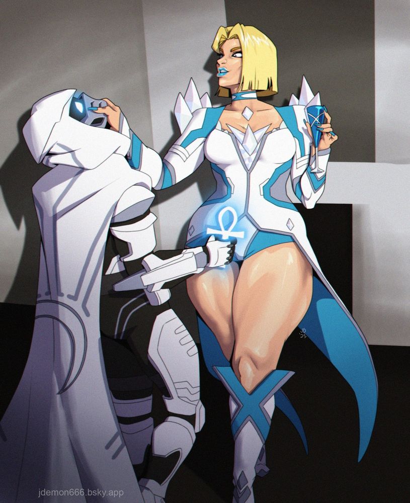 Emma Frost grabbing Moon Knight from Marvel Rivals
