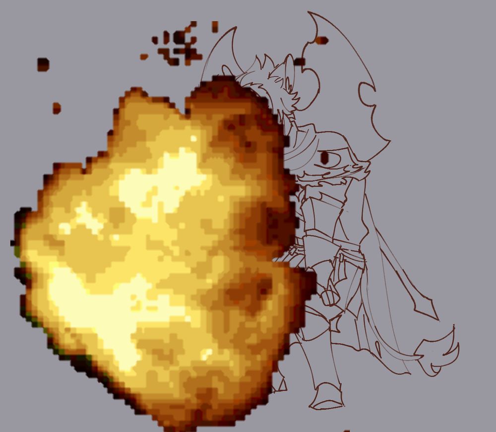 Same as prev, now with a pixelated explosion overlapping half the image