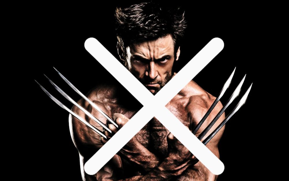 Foto de Hugh Jackman como Lobezno con un aspa encima tachándolo porque el candidato no era Lobezno