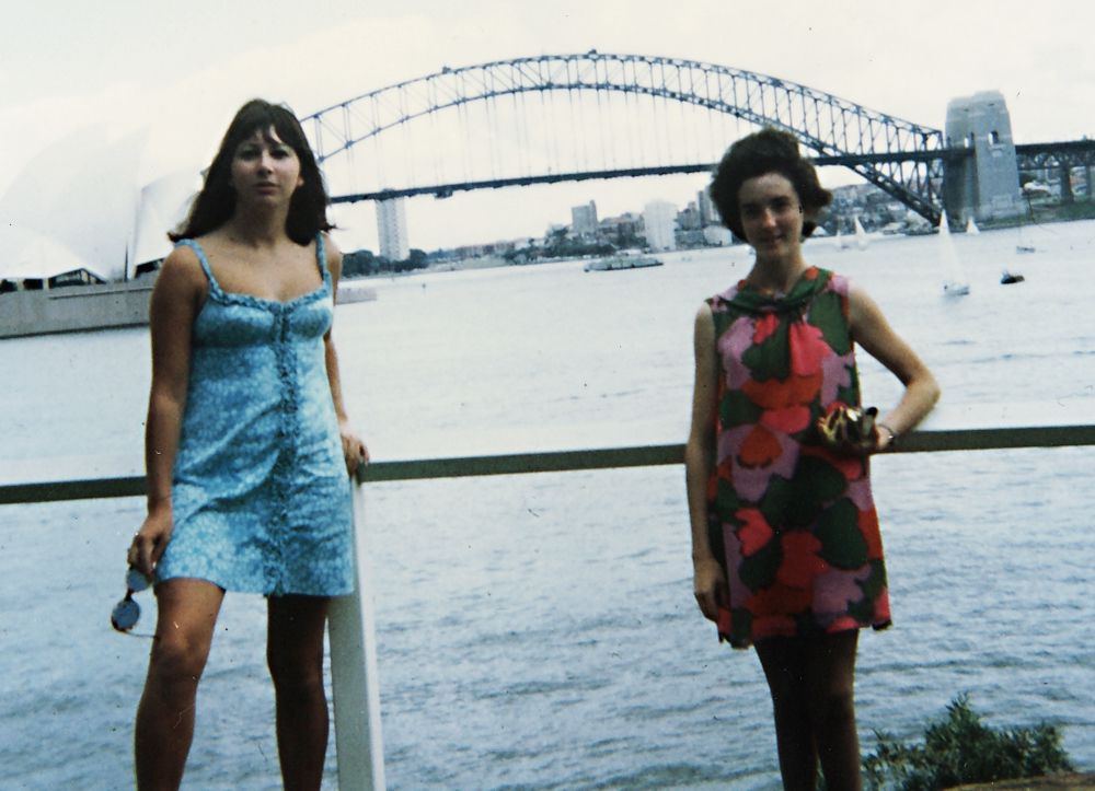 Two women in front of Sydney harbour bridge