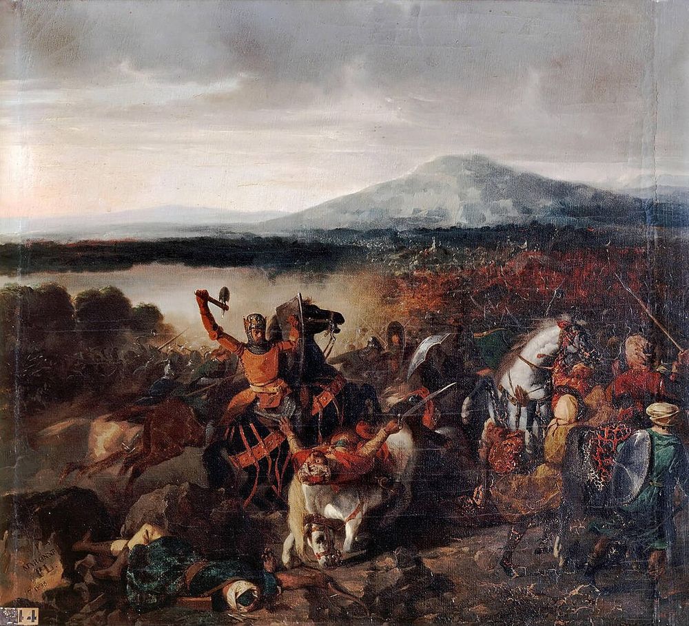 Roger I de Sicilia en la Batalla de Cerami (1063), pintura de Prosper Lafaye, 1860