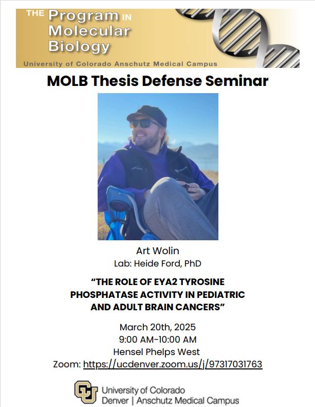 A flyer advertising the thesis defense talk of PhD student Art Wolin