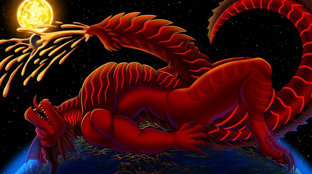 Every time Fairan calms down all it takes is one look at his planetary self to get all riled up again much to the delight of everything around him. Such is the life of a cosmic entity~