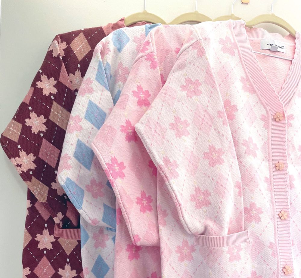 Sakura argyle sweater cardigan 