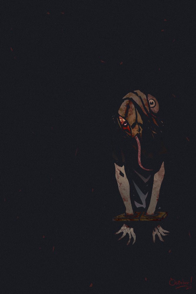 Artwork of mine of Lisa Trevor, standing in darkness. 