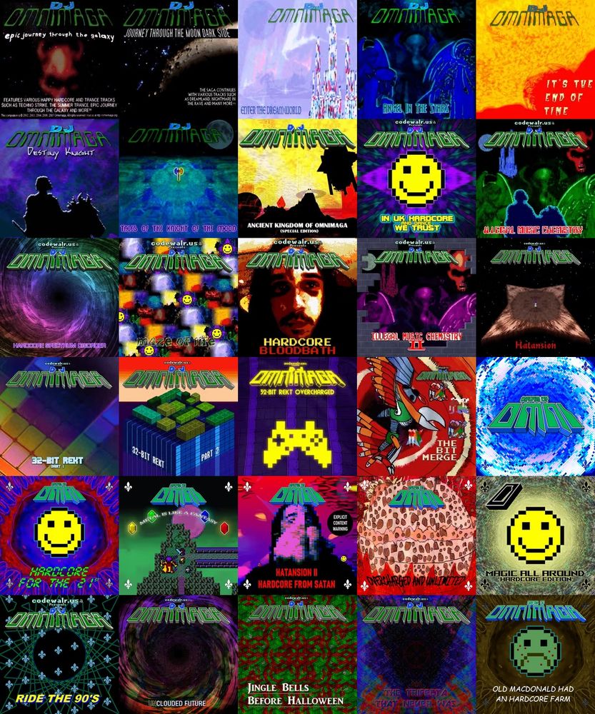 Mosaic of all Dream of Omni music releases since the start