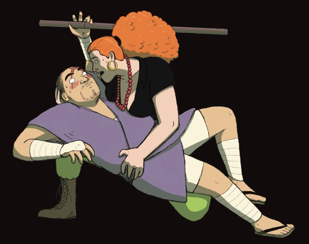 Curly Dadan and Issho from One Piece