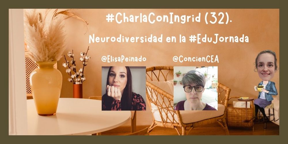 Cartel de la charla con la foto de perfil de las invitadas. 