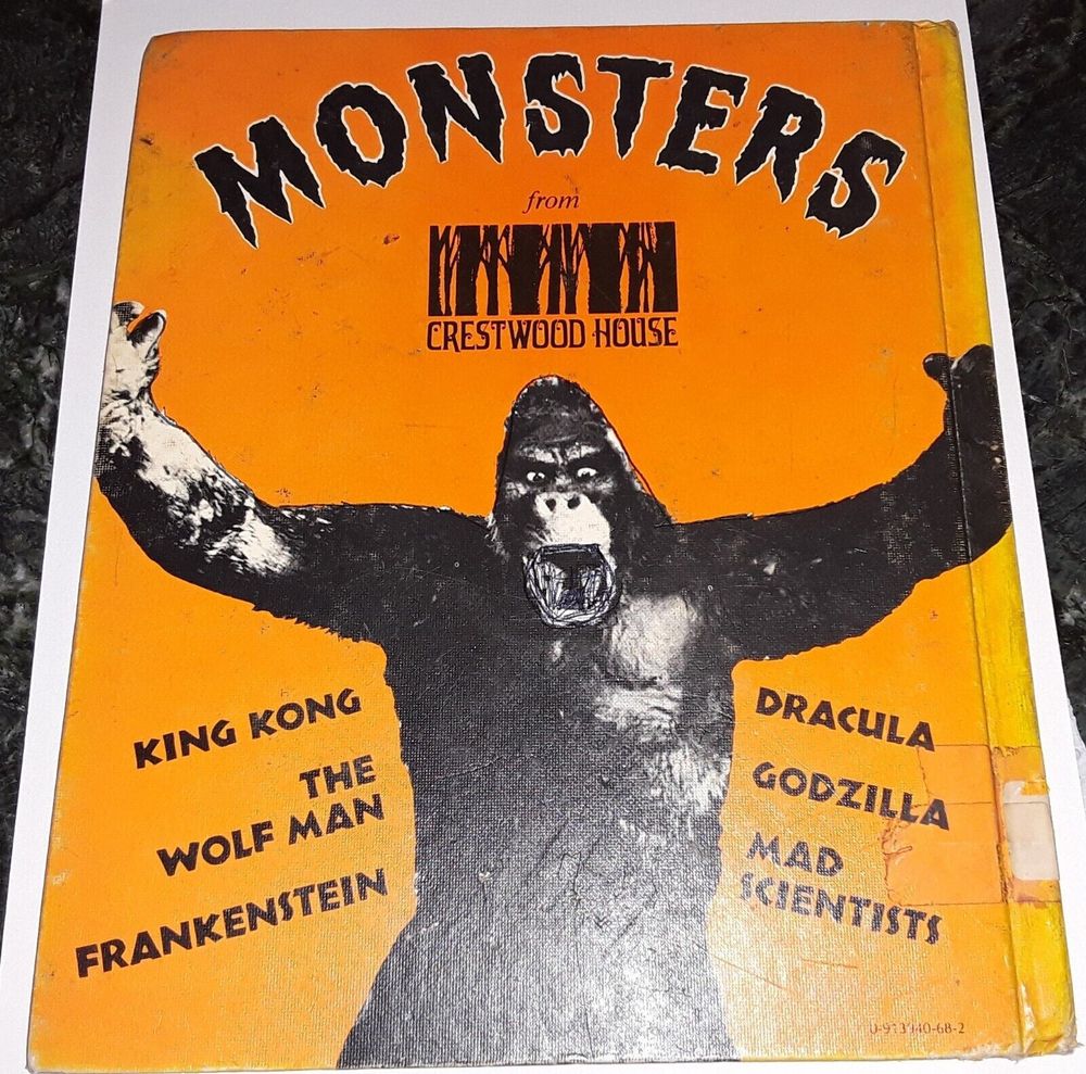 back cover with king kong and advertising other books like dracula, frankenstien, wolf man, and mad scientists