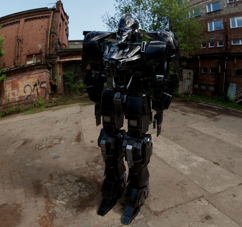 A black painted eastern style mech