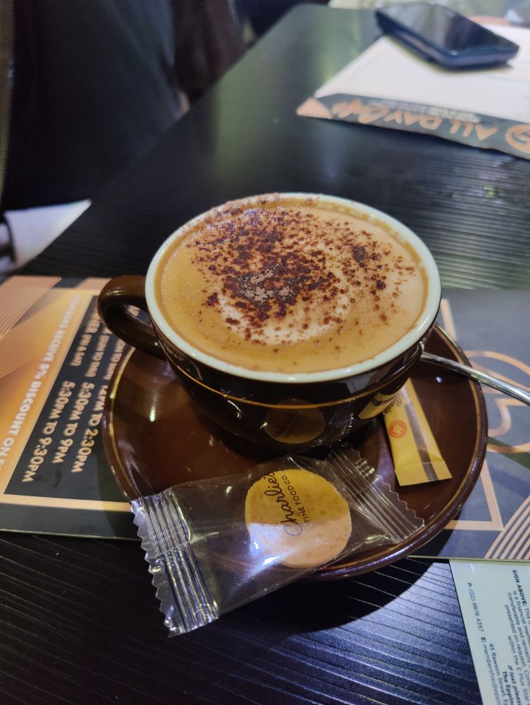 A cup of free cappuccino 