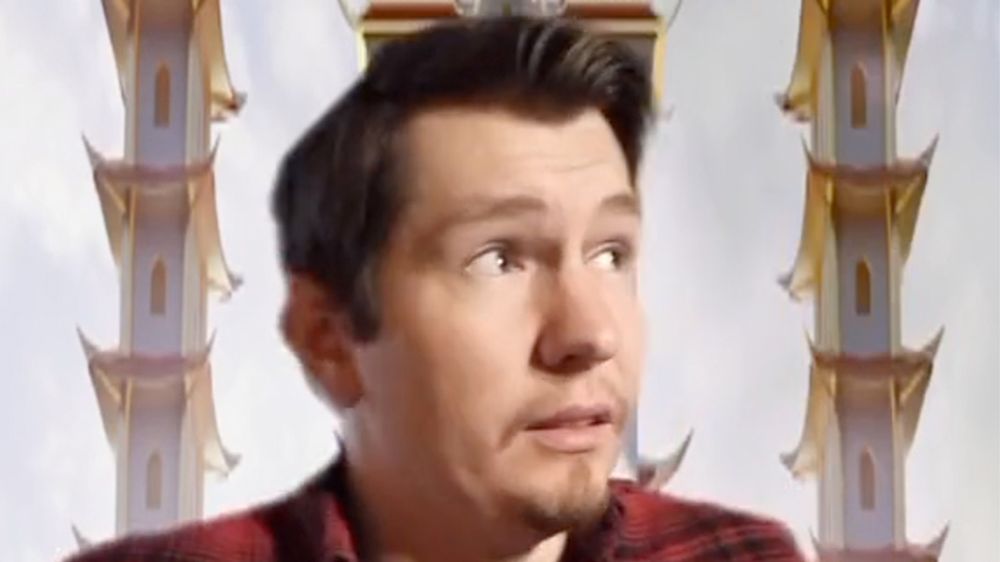 a screencap of a white guy with a goatee and mustache looking confused amongst infinite towers with curved rooves, taken from a meme in which he says "oh no, it's a great heaven, i just didn't think it'd be chinese"