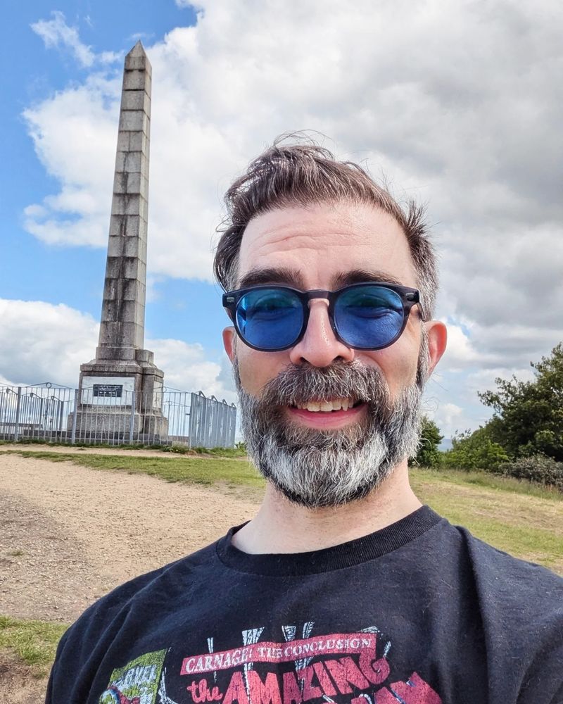 Jordan at the Tandle Hill monument 