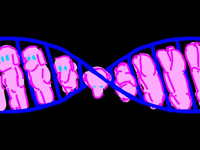 pink eve rotating along a helix.