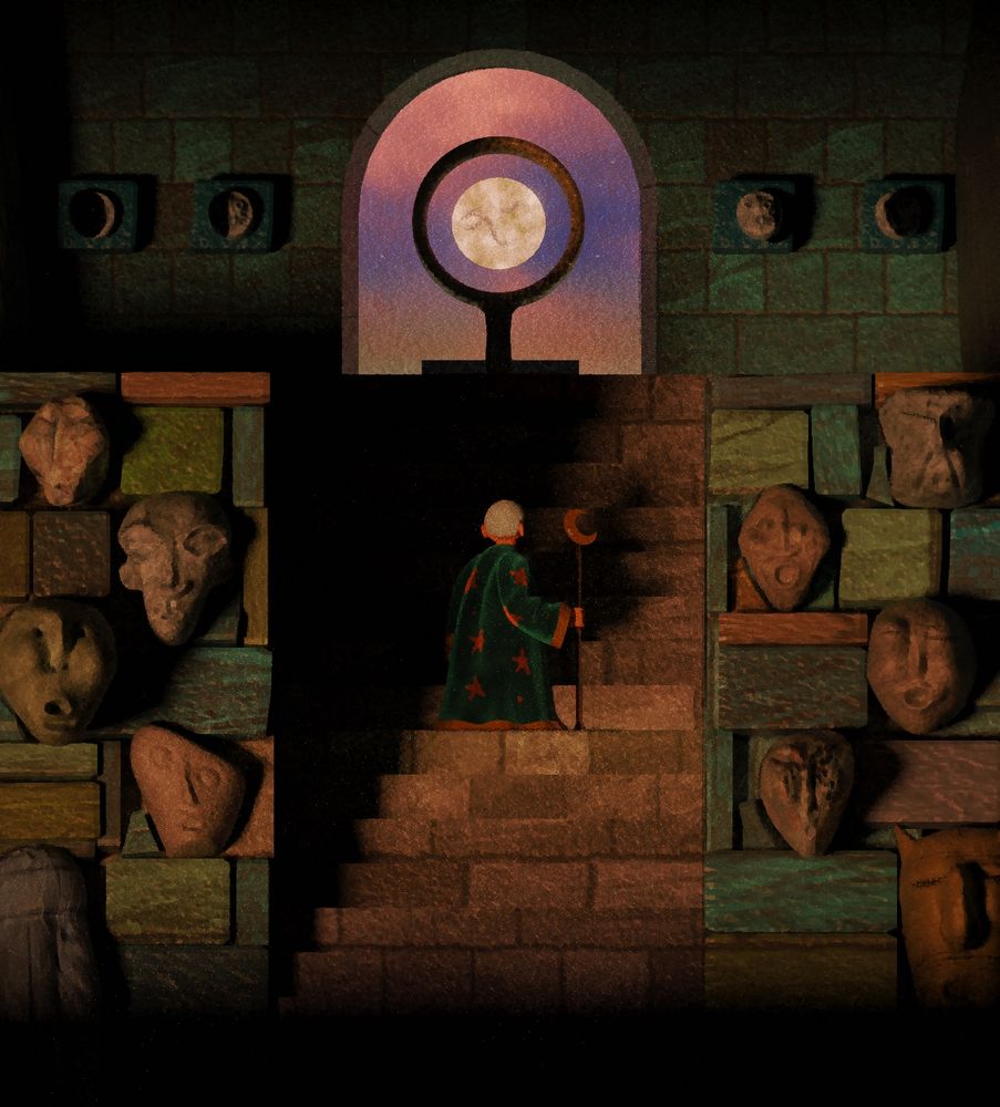 stylized 3d render inspired by tiahuanaco...moon temple