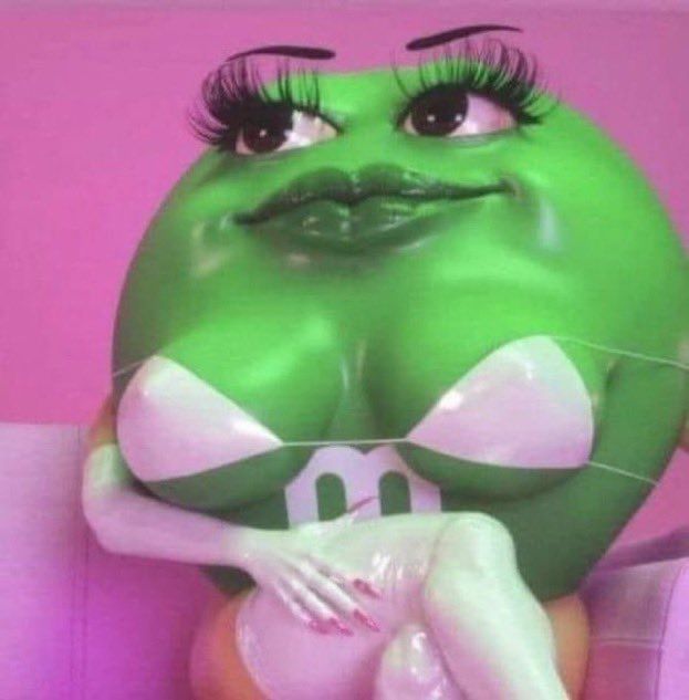 The green M&M. Cunty.