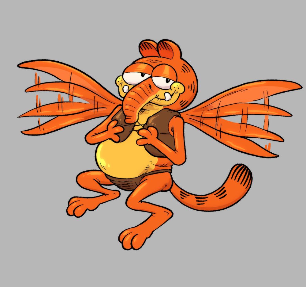 An unholy fusion of Garfield and Watto.