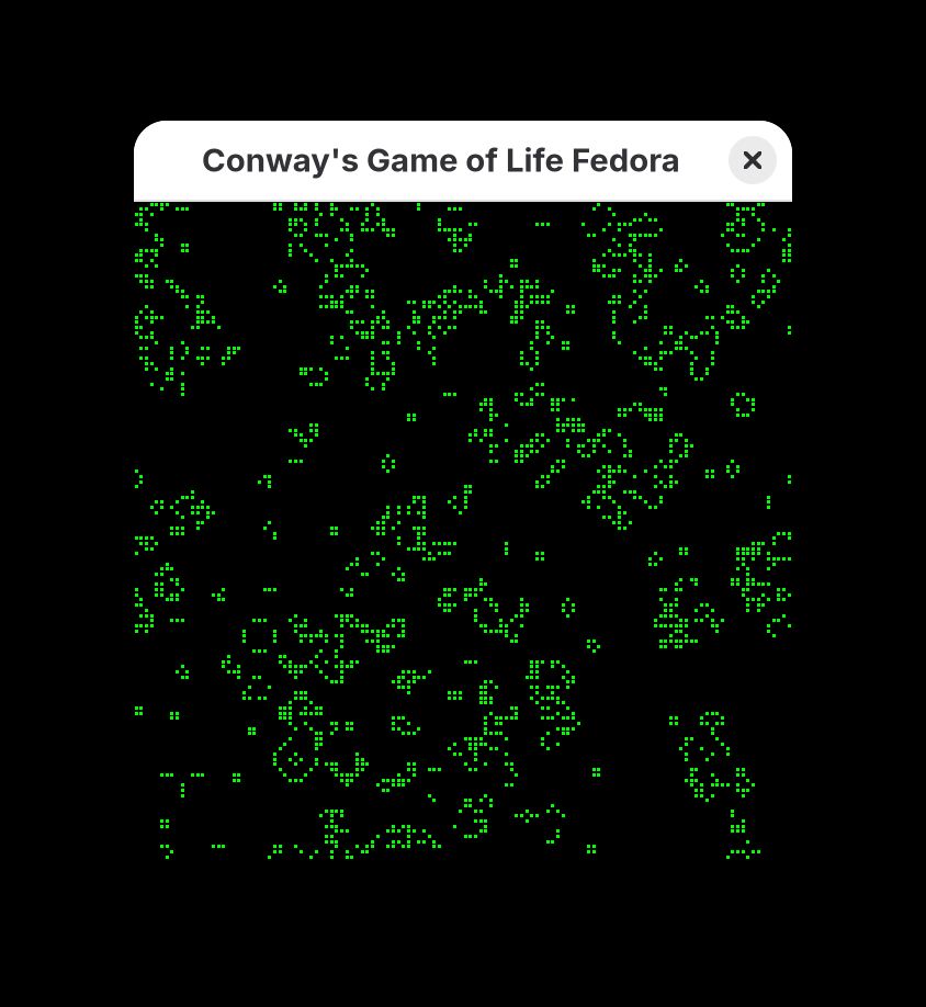 Conway's Game of Life written in Mojo running Fedora 42