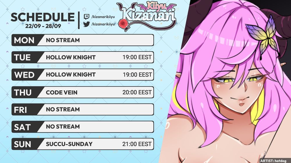 Schedule (all times in EEST):
23 September 2025 19:00: Hollow Knight!
24 September 2025 19:00: Hollow Knight
25 September 2025 20:00: Code Vein
28 September 2025 21:00: Succu-Sunday