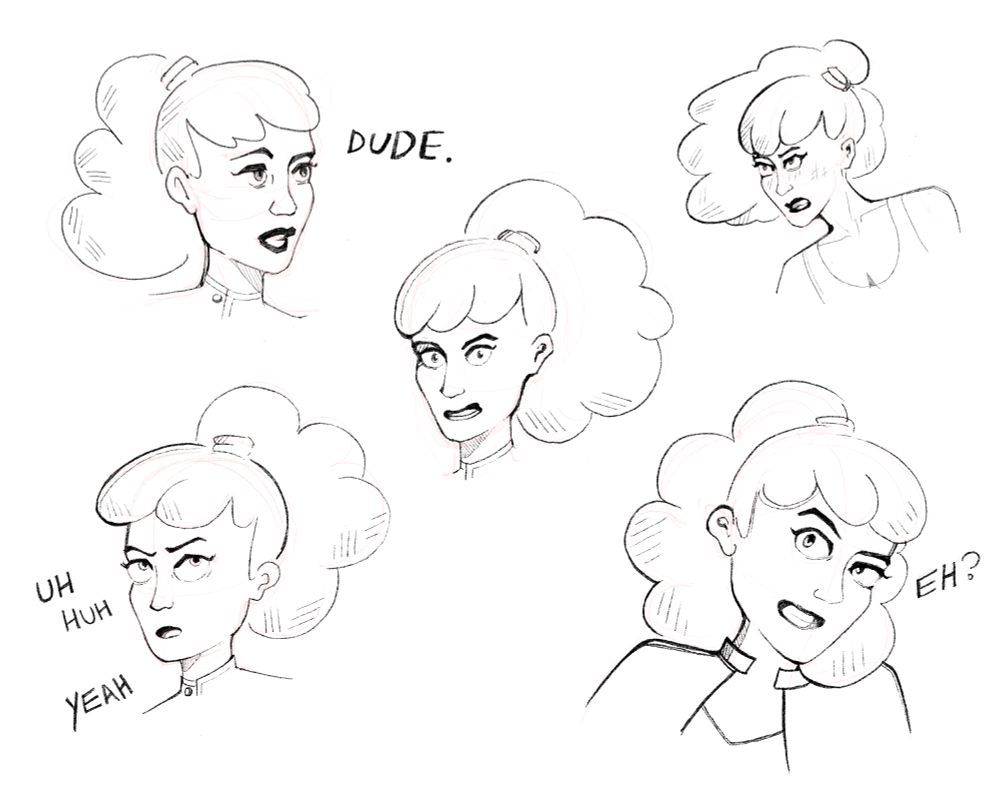 Some character studies of Becket Mariner ( my personal fav ) showing her quirky sass