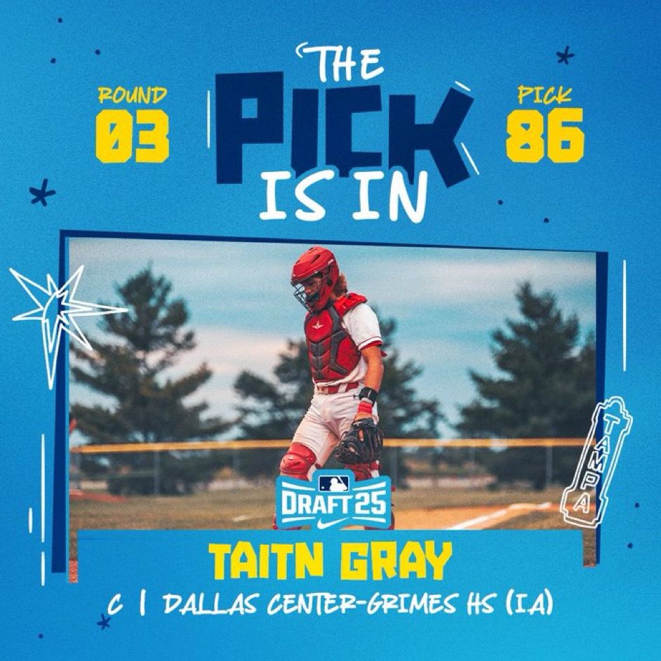 The pick is in
Round 03, Pick 86
Taitn Gray
C - Dallas Center - Grimes HS (IA)