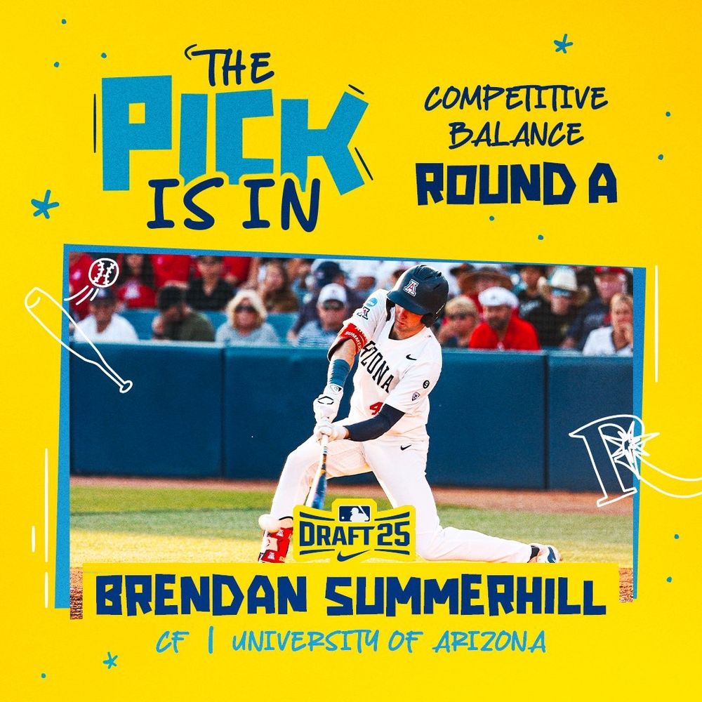 The pick is in
Competitive Balance, Round A
Brendan Summerhill
CF - University of Arizona 