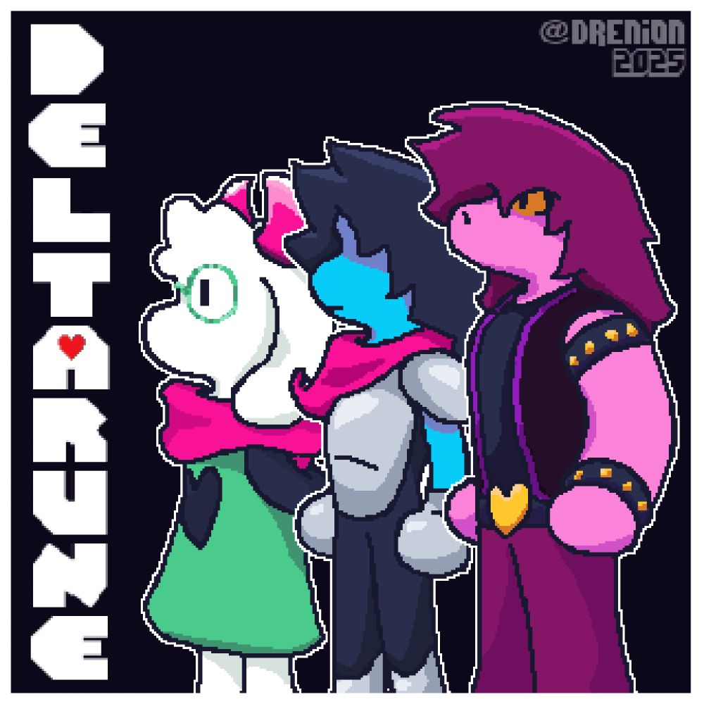 A fan pixel art of Ralsei, Kris and Susie from the game Deltarune.
#BRart #art #Fanart #pixelart #Deltarune #undertale