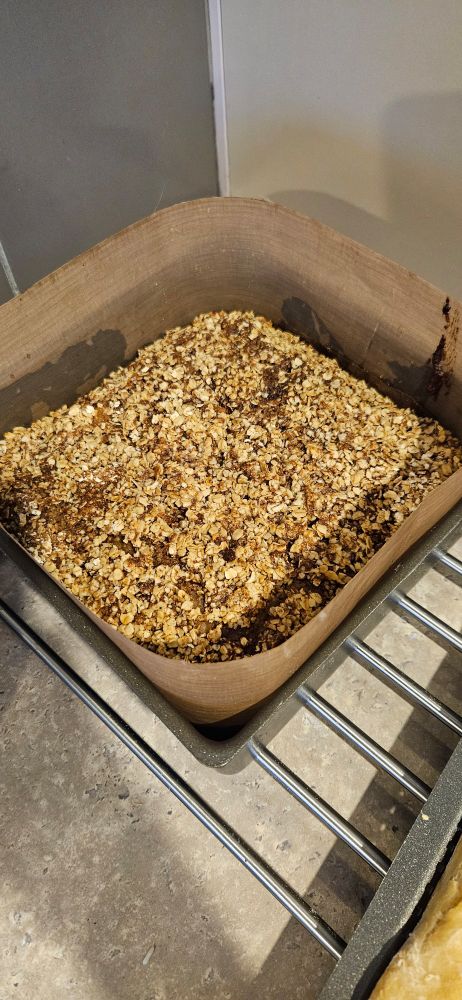 Apple cake cooling on a wire rack