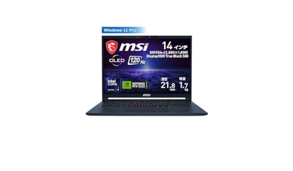 Amazon.co.jp: 【薄型・軽量1.7kg】【ハイスペック有機EL&最新CoreUltra9・RTX4070搭載】MSIゲーミングノートPC /14インチ QWXGA+/120Hz/OLED(有機EL)/DisplayHDR True Black 500/DCI-P3相当/32GB/1TB/Windows 11 Pro/Stealth-14-AI-Studio-A1VGG-5003JP :...