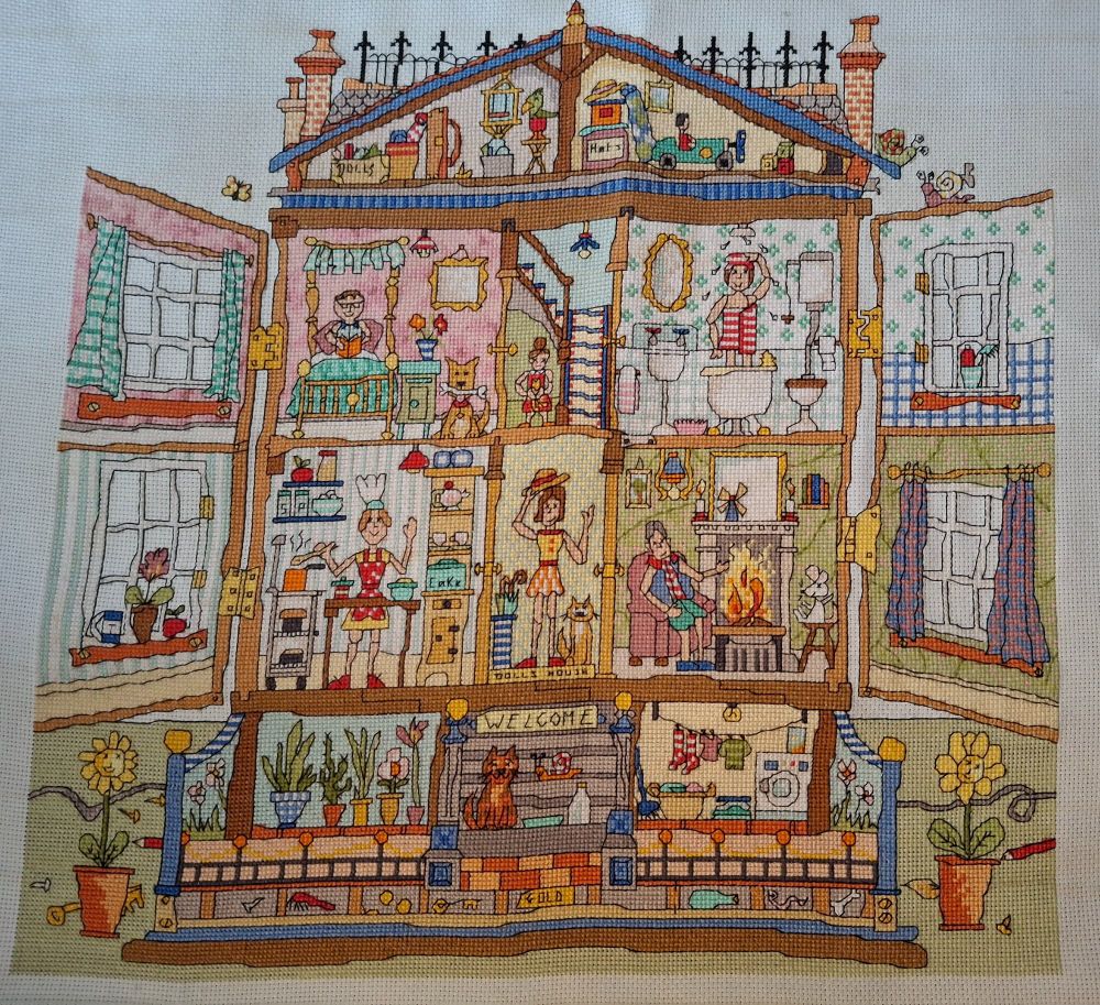 Cross stitch Doll's House complete