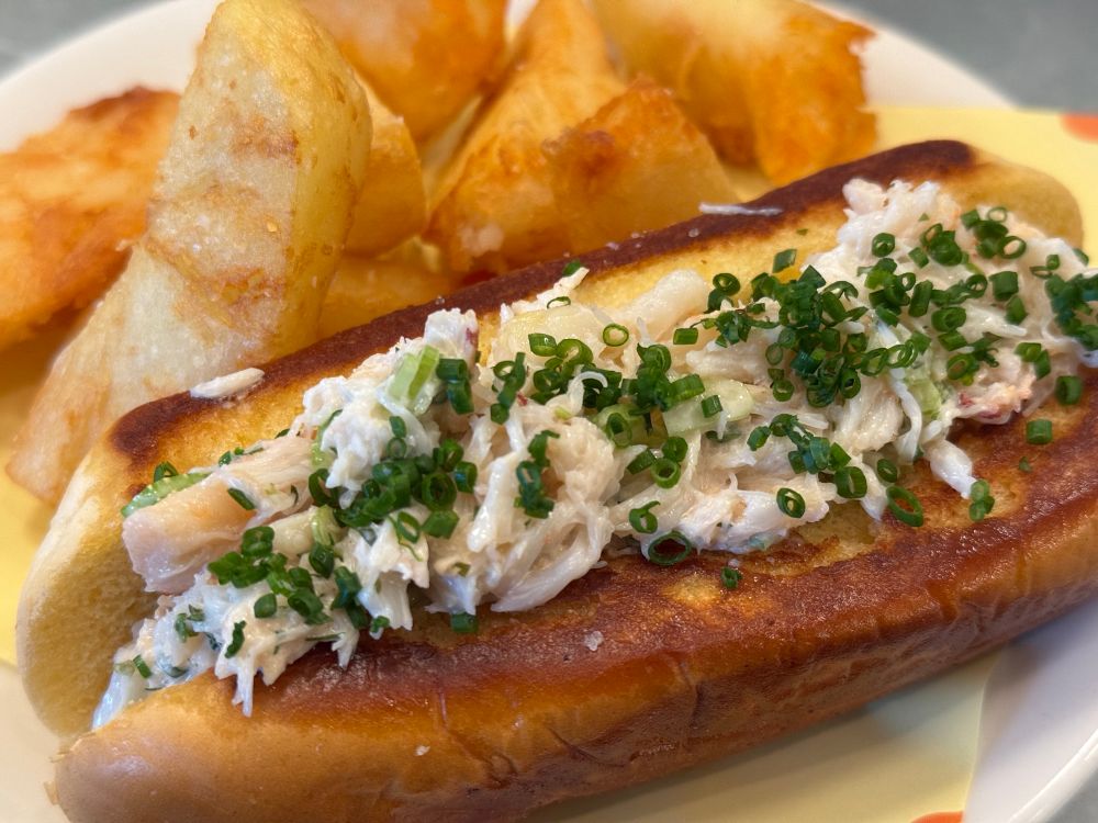 chips with a crab roll