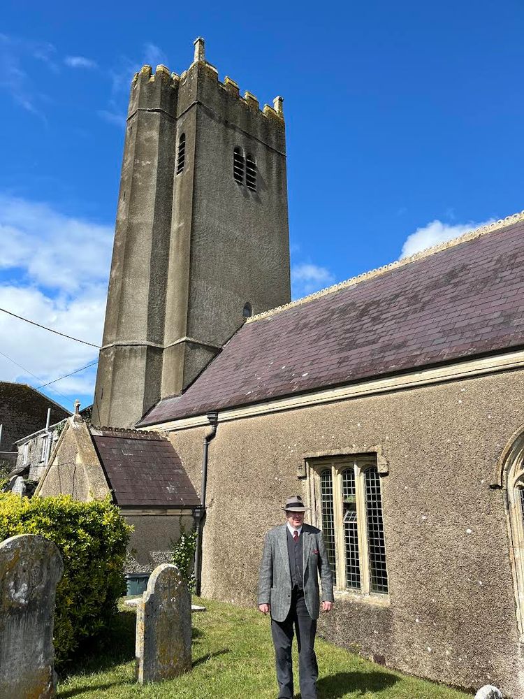 Adam Bolivar by church in Woodland, Devon