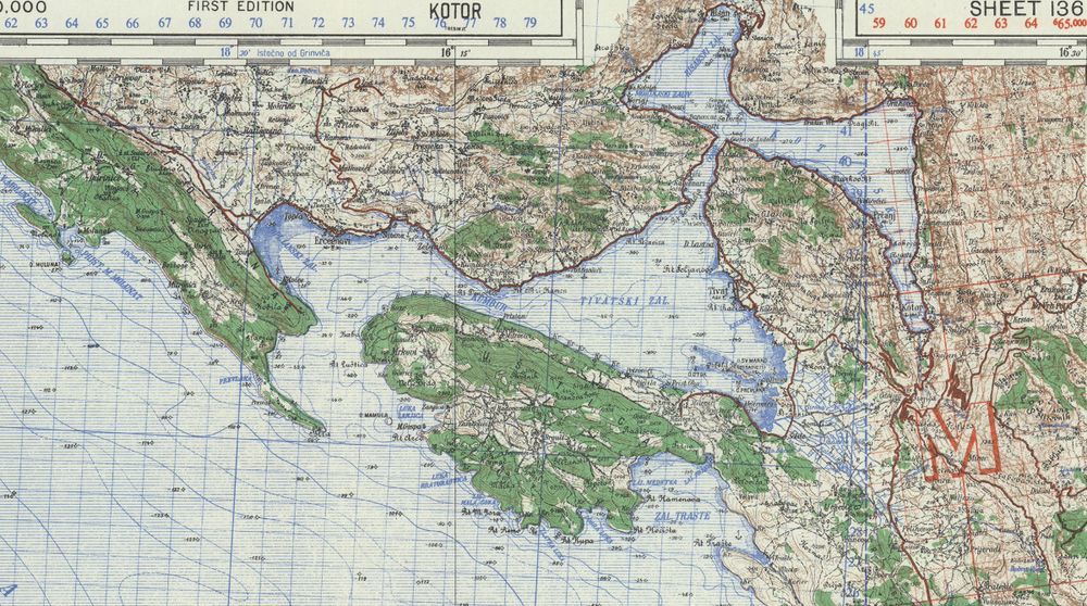 Map showing the area around Kotor. 