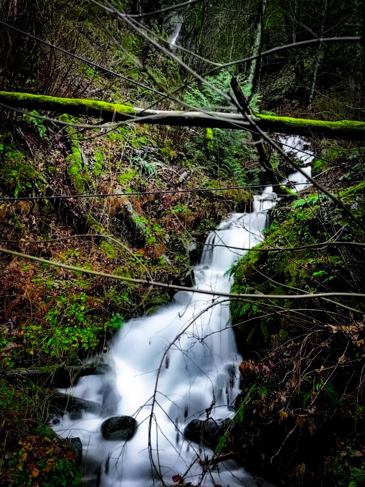 A photo of a small waterfall at Multnomah Falls, Portland Oregon, landscape photography