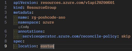 apiVersion: resources.azure.com/v1api20200601
kind: ResourceGroup
metadata:
  name: rg-poshcode-aso
  namespace: azure
  annotations:
    serviceoperator.azure.com/reconcile-policy: skip
spec:
  location: eastus