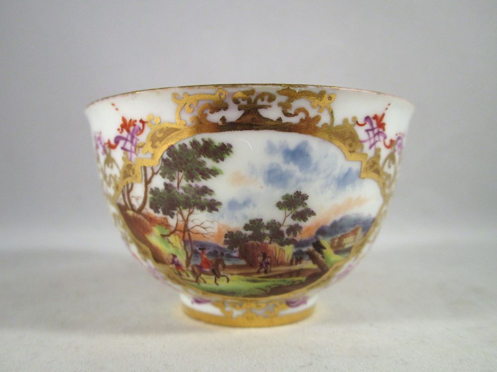 A landscape with a red-coated hunter. More landscape, less hunter.