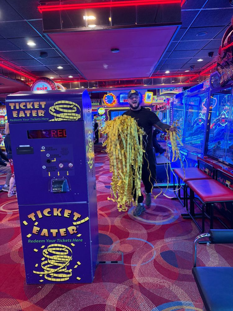 Happy 29 year old impressed with his haul of arcade tickets
