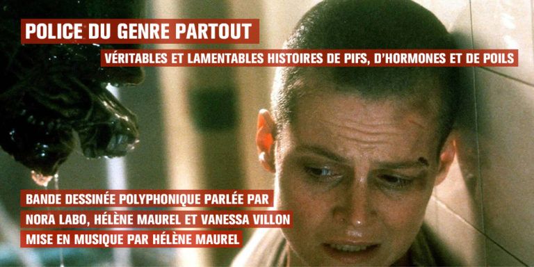L'image est tirée du film Alien, on voit alien ouvrir sa gueule face à l'actrice Sigourney Weaver qui grimace.