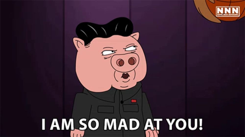 a cartoon of a pig with the words i am so mad at you