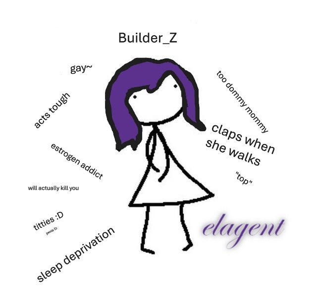 Z as the "GF type" meme with the words "gay~" "acts tough" "estrogen addict" "will actually kill you" "titties :D penis D:" "sleep deprivation" "too dommy mommy" "claps when she walks "top" "elegant" with elegant misspelled as elagent.