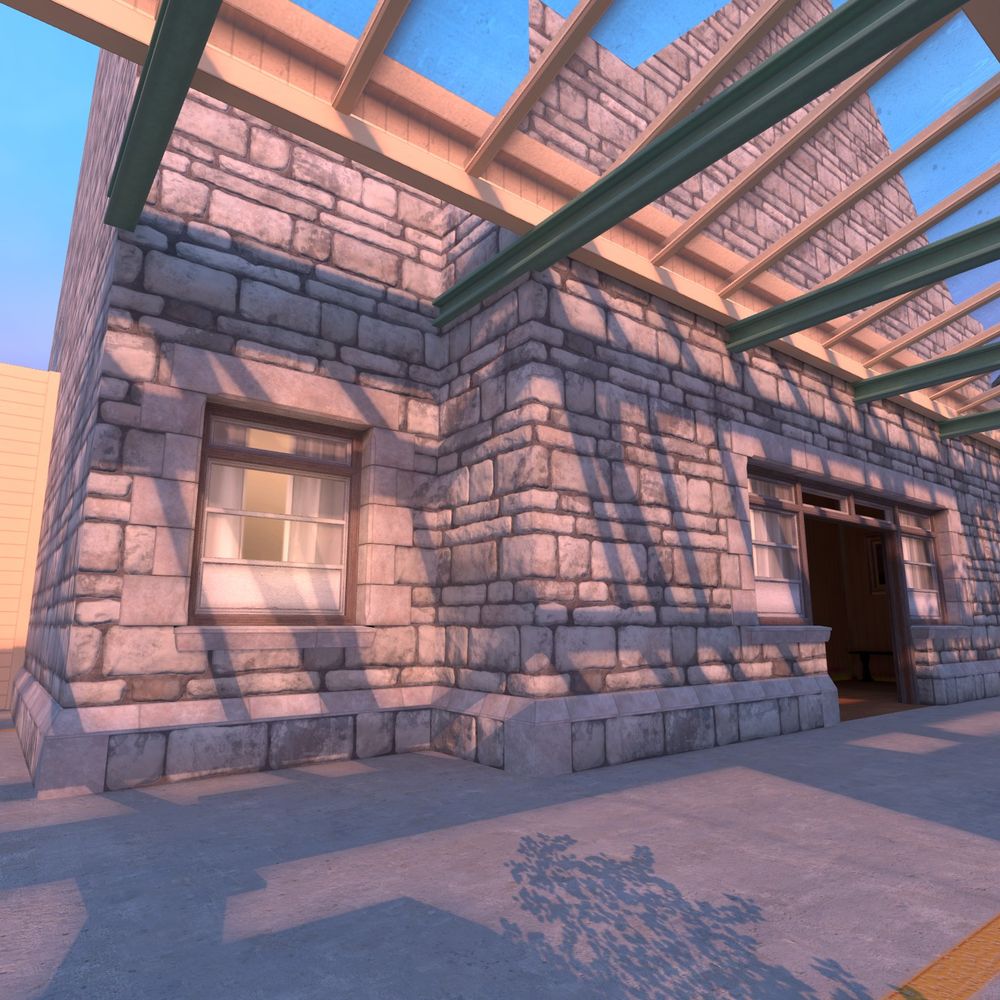 the exterior of a train station, very work in progress