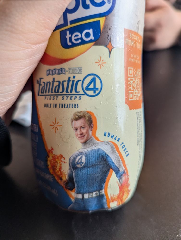 Johnny storm on a Snapple bottle but it does not look like Joseph Quinn 