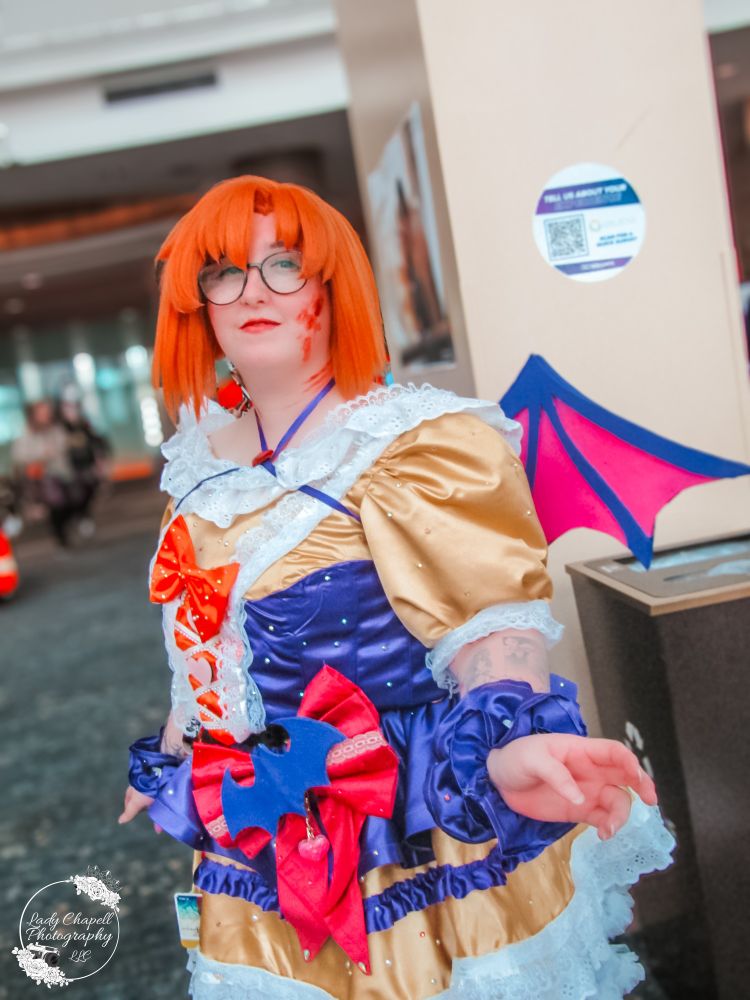 A cosplayer posed at Anime Los Angeles 2025 in Long Beach, California.