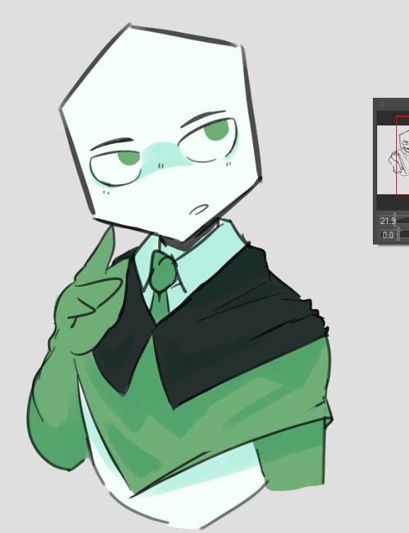 A flat coloured sketch of Battat from Deltarune. He has not been fully rendered yet >:)