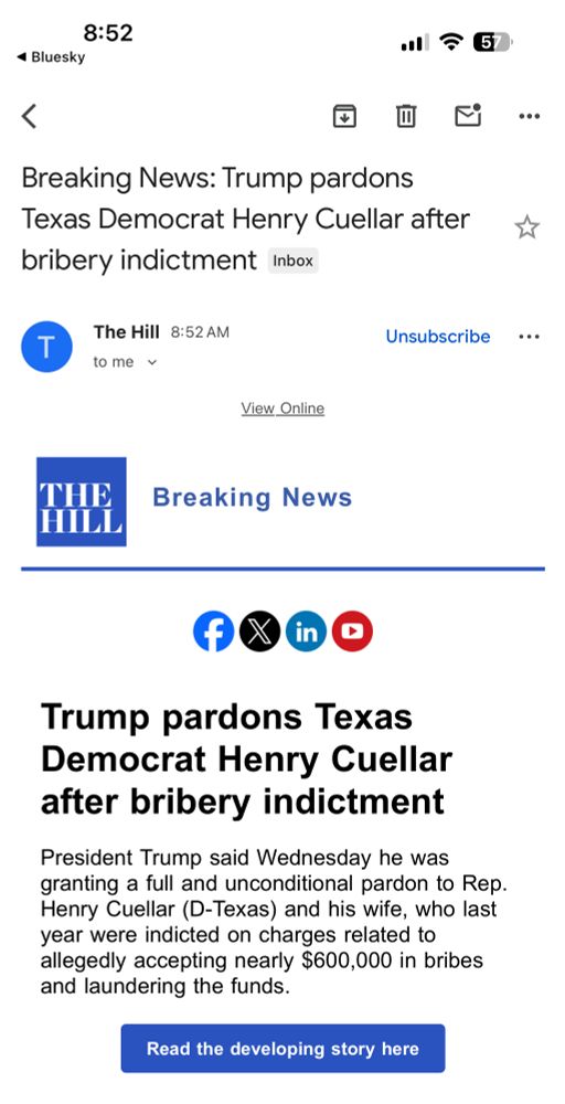 Trump pardons Henry Cuellar