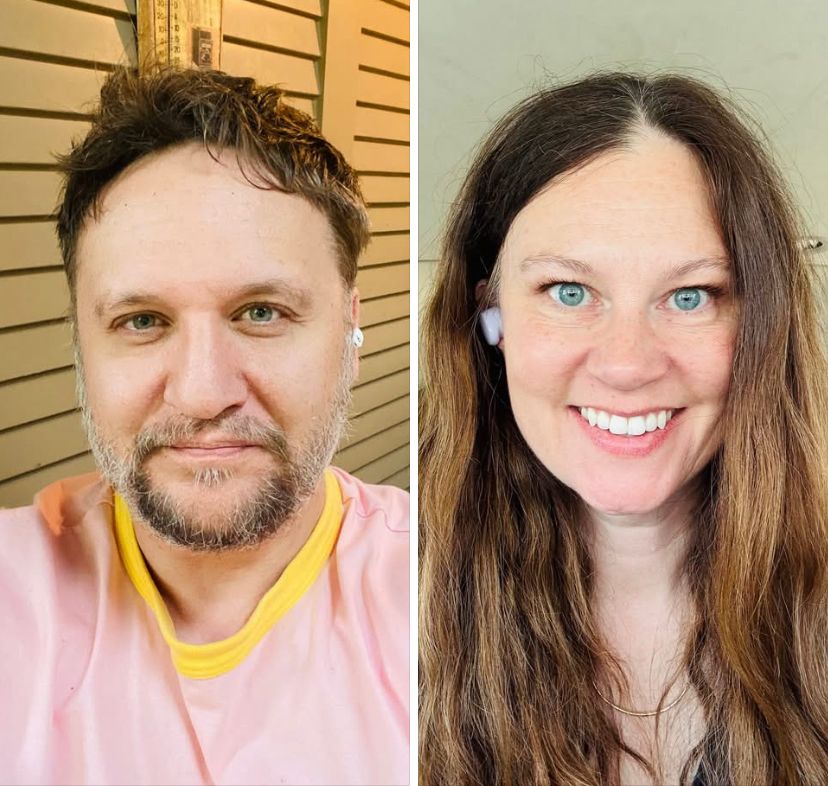 Portrait photos of Doug and Jess Murano, who own and operate Bad Hand Books. 