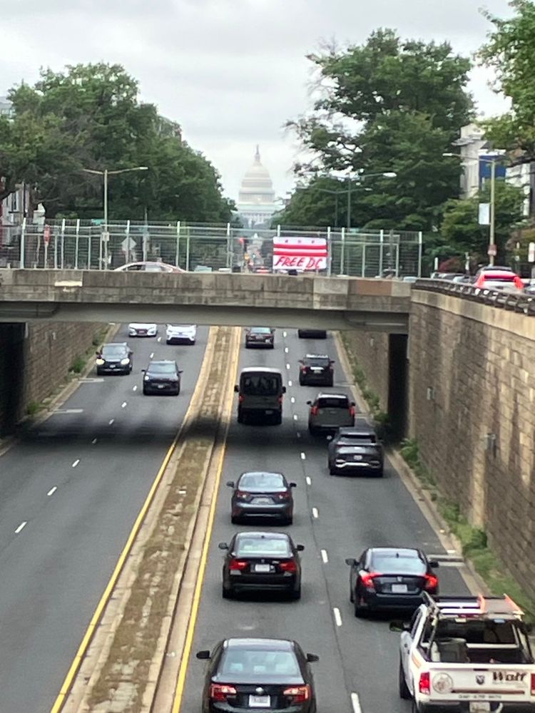 Free DC on overpass in front of US Capitol
