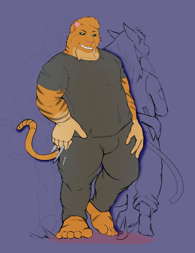 The thief clad in all black and the ghost who watches over him. 