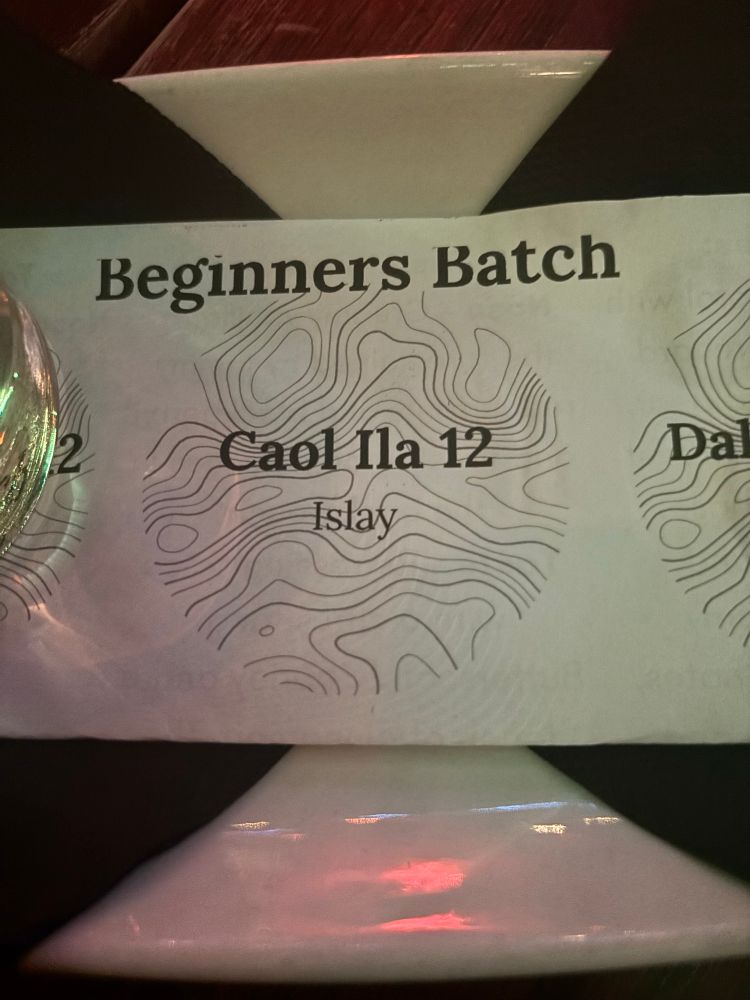 A note indicating Caol Ila 12 Islay whiskey