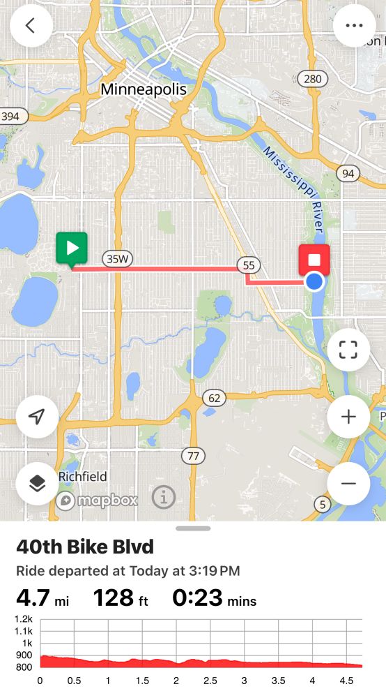 Screenshot of the route of the “River Lake Greenway”